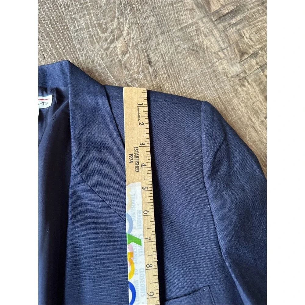 Vintage Talbots Blazer Womens Size 10 Blue One Button Lined Linen Blend USA Made